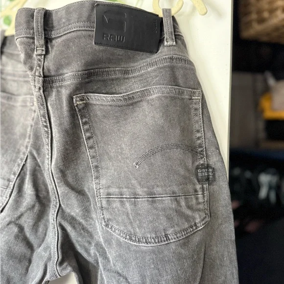 G-STAR RAW men grey jeans knee details zip size 34/36 Pilot 3D Slim Tall - Picture 3 of 4